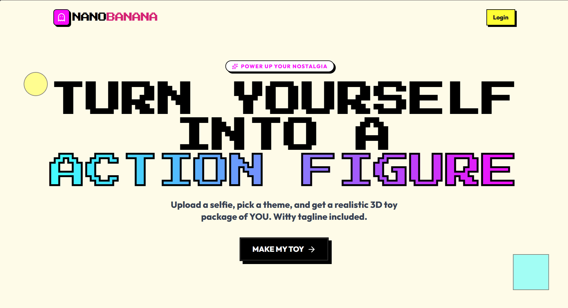 Nano-Banana interface screenshot showing AI toy generator